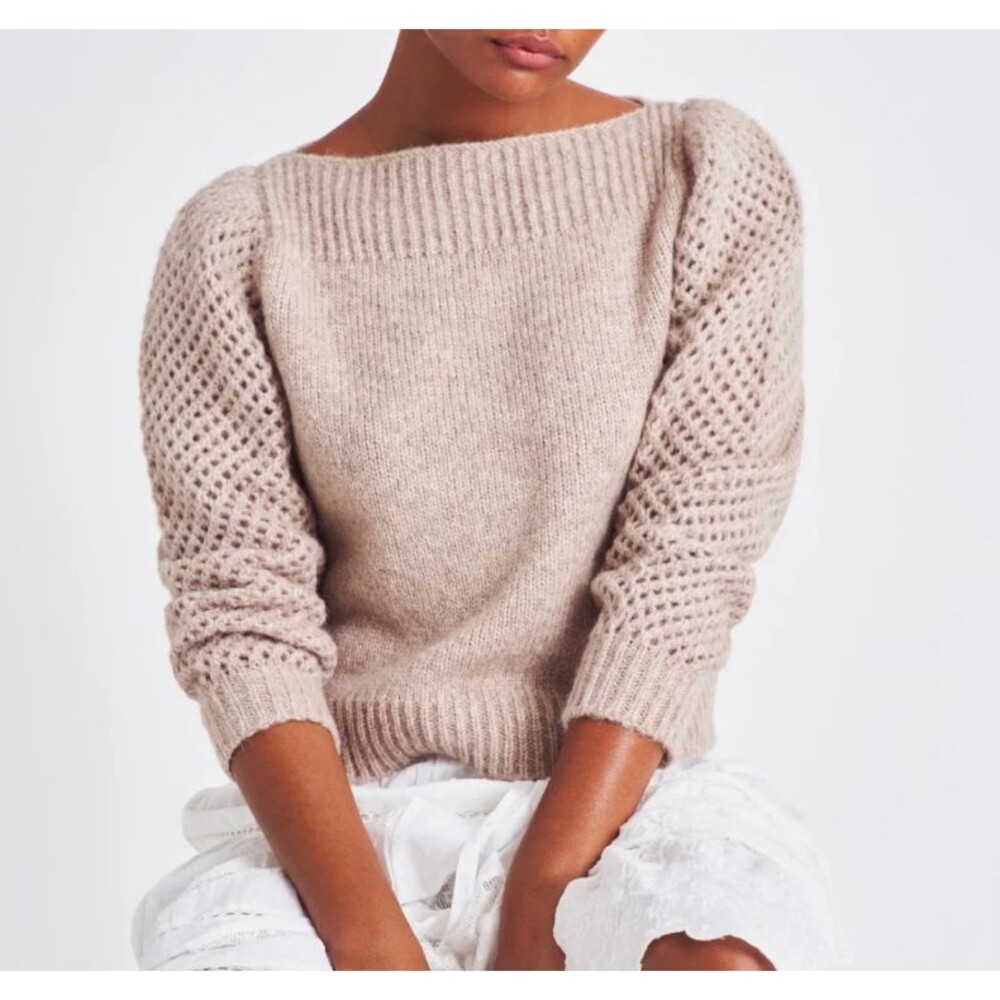 Love Shack Fancy Rosie Heritage Pullover Sweater XSmall Oatmeal EUC Designer